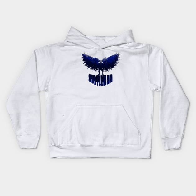 Mothman West Virginia Wing Humanoid Moth Retro Vintage Blue Kids Hoodie by National Cryptid Society